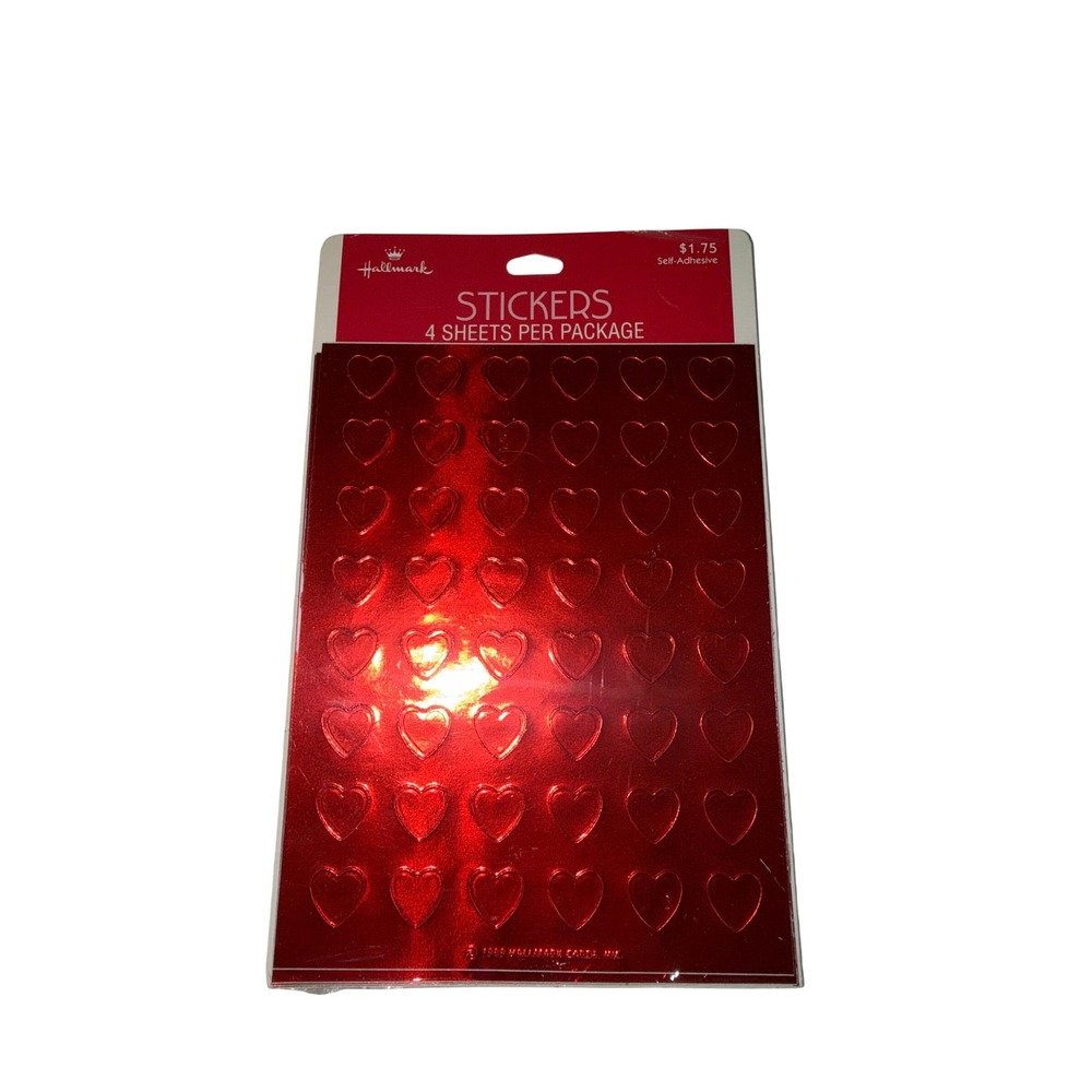 VTG Hallmark Heart Stickers 4 Sheets Red Foil Valentine Scrapbooking